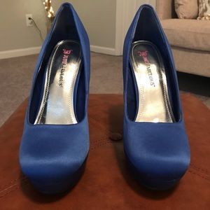 Blue Satin pumps by Just Fab